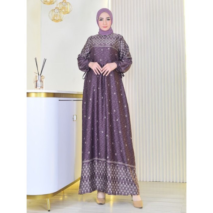 Gamis Wanita Modern Terbaru Kekinian Motif New Silk Premium - Lilac, M