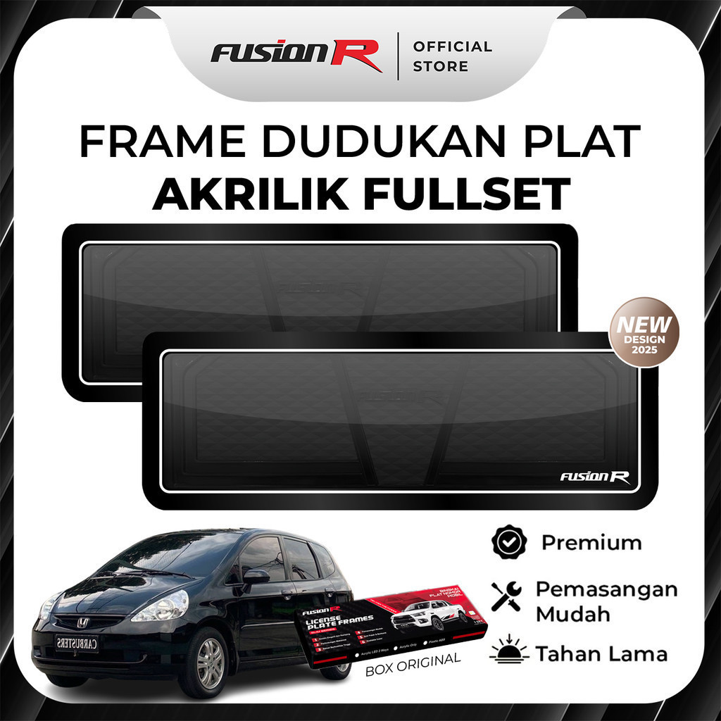FUSION R DUDUKAN PLAT MOBIL JAZZ IDSI TATAKAN TEMPAT PLAT NOMOR MOBIL AKRILIK MIKA ORIGINAL FULLSET