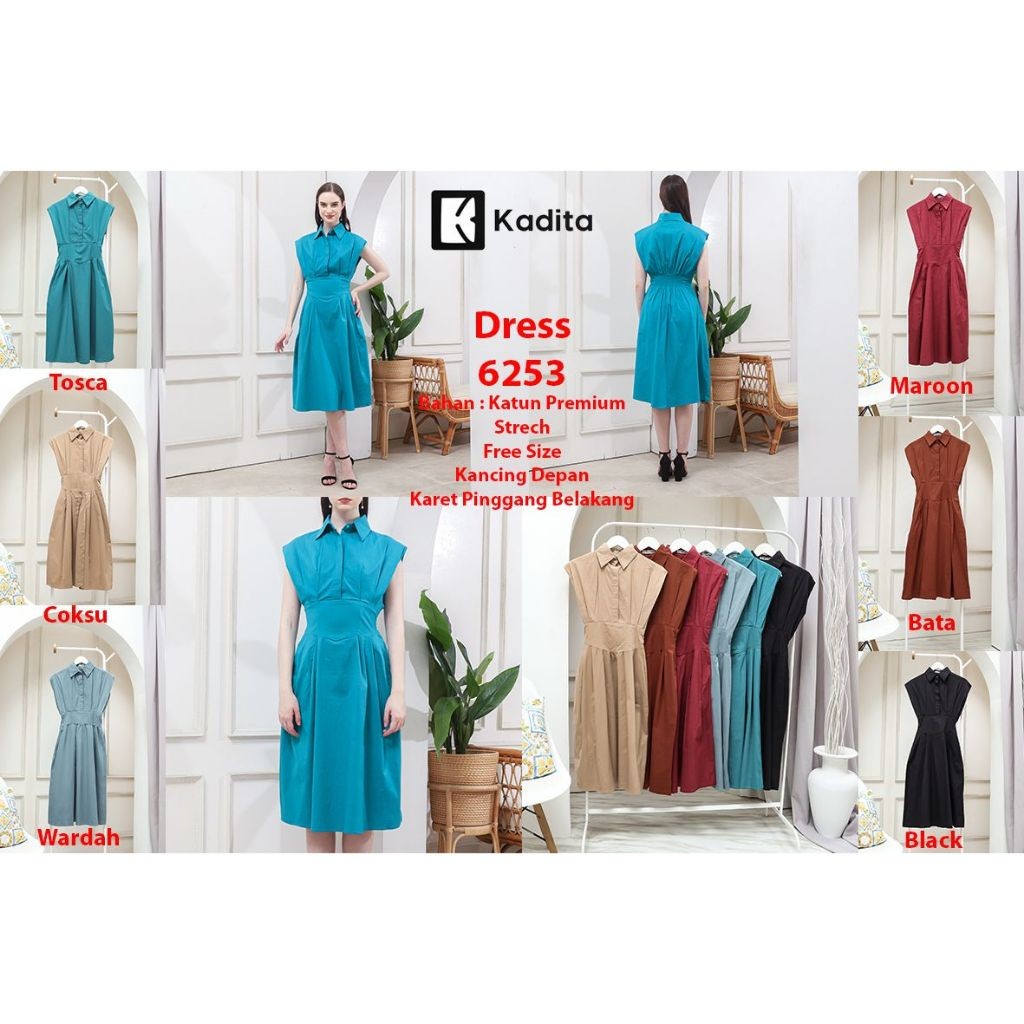 Dress Wanita Cewek Kekinian Cantik Outfit Casual Trendy Dress Pantai Hangout Manis Wanita Midi Dress