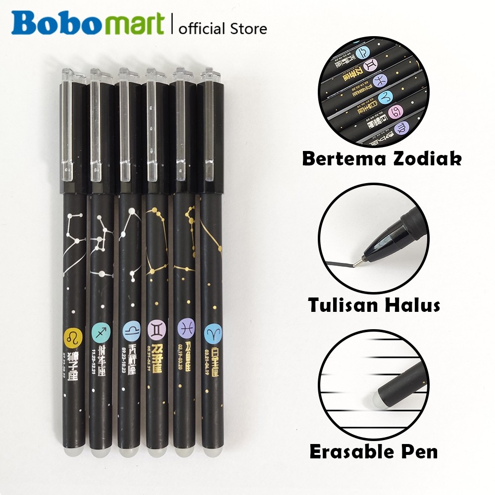 

BOBOMART Erasable Gel Pen Pulpen Bisa Dihapus GP-1369 Rasi Bintang Zodiak 0.38 mm