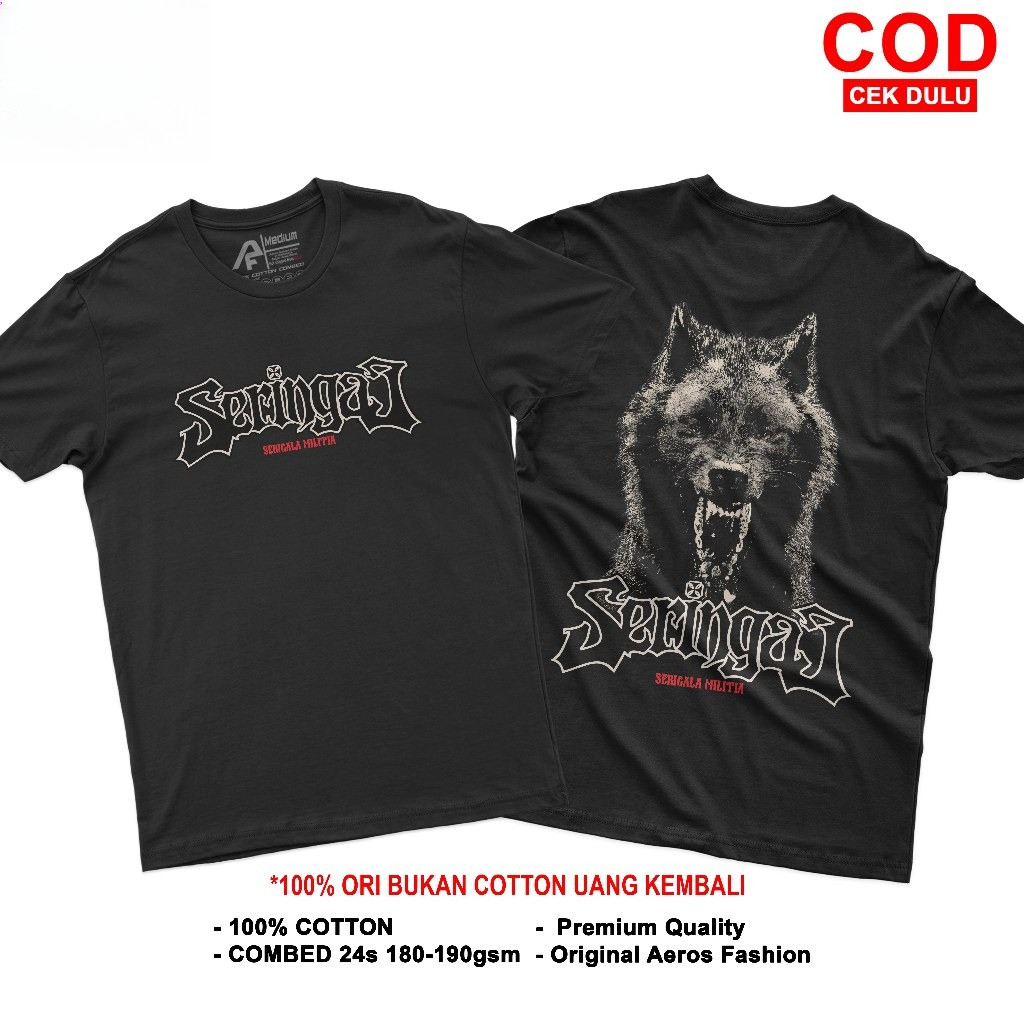 Kaos Band Seringai Serigala Militia Tshirt Band Metal Premium Cotton Combed 24s Unisex
