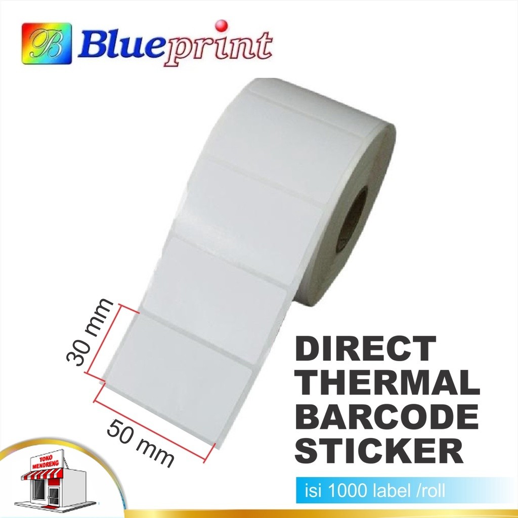 

Blueprint Direct Thermal Sticker 50 x 30 mm Stiker Label 50x30 Barcode Harga DTS