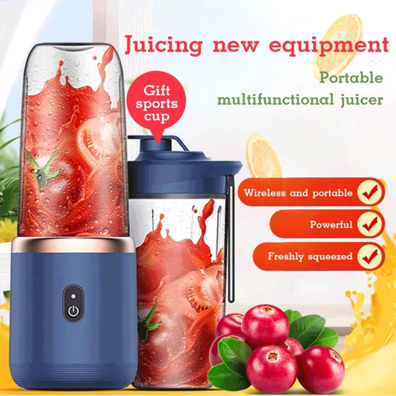 Mini Portable 400Ml+400Ml Jus Elektrik Pisau 6 Usb Rechargeable Blender Mini Portable Crusher