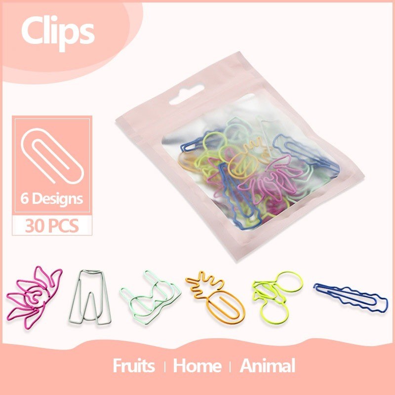 

[DOTDING] Klip Kertas Lucu 30 Buah Campur Warna Paper Clip Modern Kantor A555