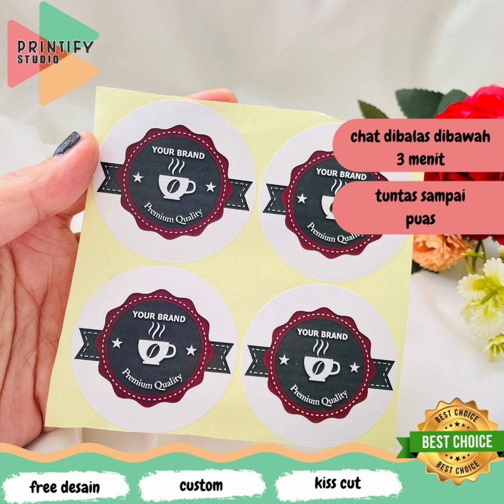 

Printify 2-4 Cetak Sticker Minuman Murah Tema Kopi Stiker Kemasan Botol Cup Coffe Free Desain Coffee