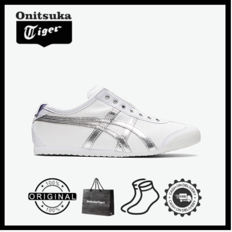 Onitsuka Tiger MEXICO66 SLIP-ON Perak putih untuk pria dan wanita
