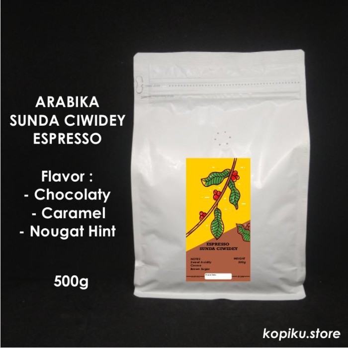 

Biji Kopi Espresso Arabika Sunda Ciwidey 500g (Biji / Bubuk) - Biji Kopi