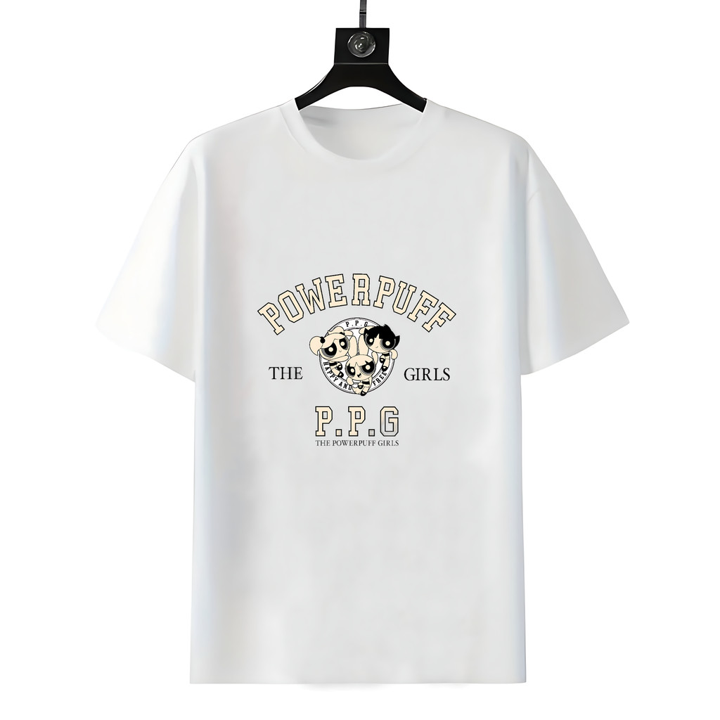 T-shirt Kuat Triple Ancaman Putih Pria - Logo Gaya Keteguhan, 100% Koton, Lengan Pendek, Fit Reguler