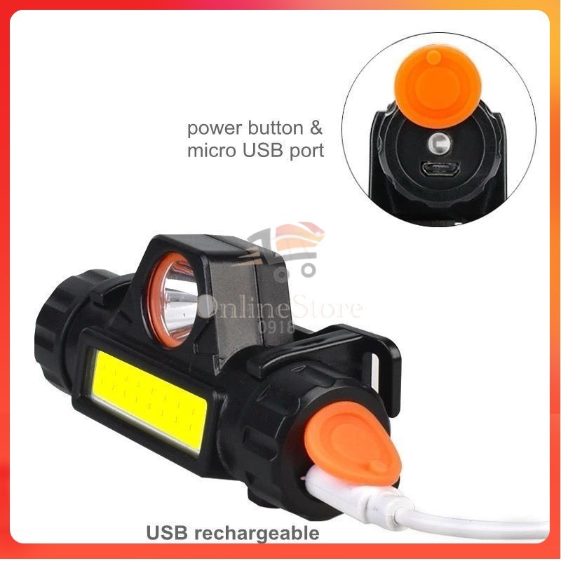 Lampu Senter Kepala Head Lamp Led 2 Mode 90? Waterproof Rechargeable — 10