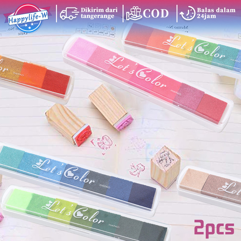 

Finger Painting 2pcs Ink Stamp Pad Gradasi 7 Warna DIY Craft Inkpad Cat Lukis Jari Anak