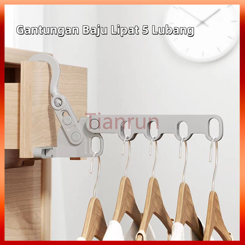 Gantungan Baju Lipat 5 Lubang/ Gantungan Baju Serbaguna/Gantungan Baju Lipat
