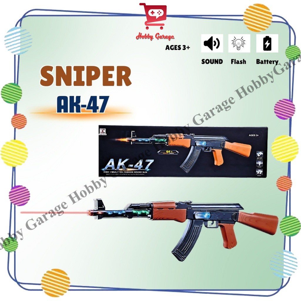 LETERSHOP Mainan Tembakan Anak Sniper AK47 Sound Electric AK 47 Light Gun AK-47