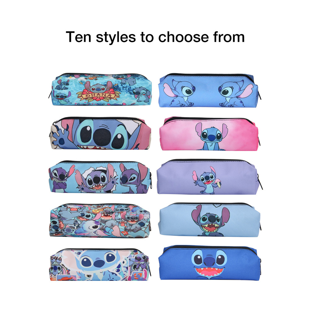 

MINISO Disney Stitch Printed Zipper Pen Bag Stationery Box Cartoon Pencil Case Primary and Secondary School Student Pencil Bag