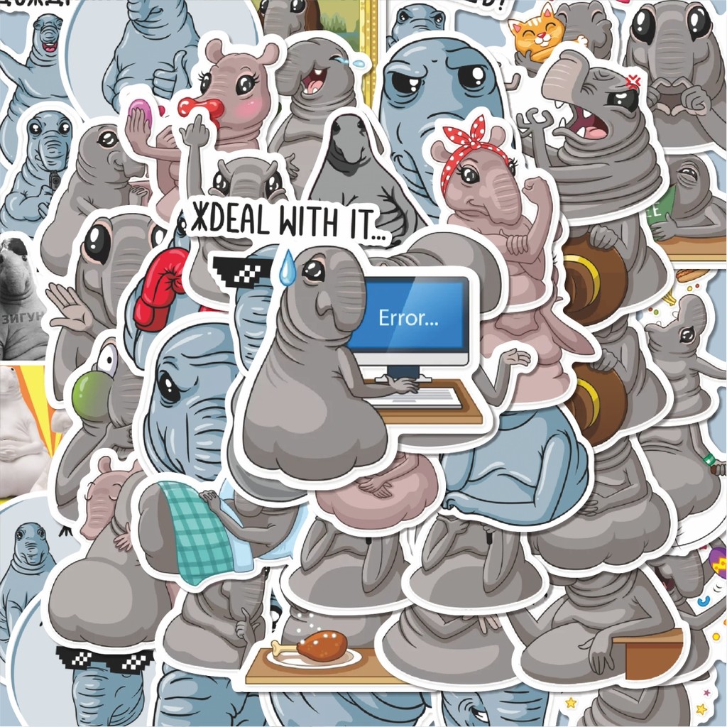 

100PCS Lucu Stiker Kartun Homunculus loxodontus Stiker Aesthetic Stiker Anti Air Stikers Berperekat Waterproof sticker decal buat Motor Helm Buku Journal Koper Casing HP Laptop Botol Minum Hadiah anak