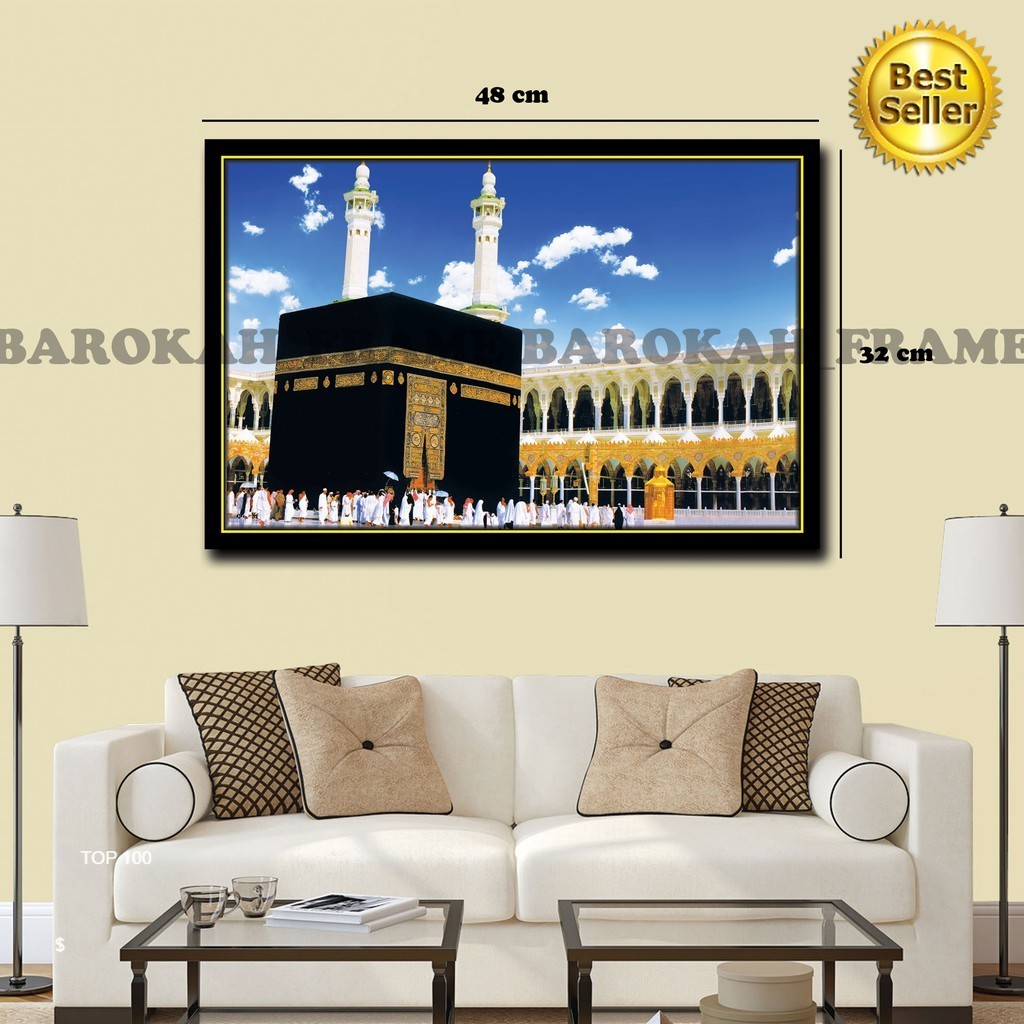 Foto bingkai Mekah Mekkah Madinah Kakbah 32x48cm