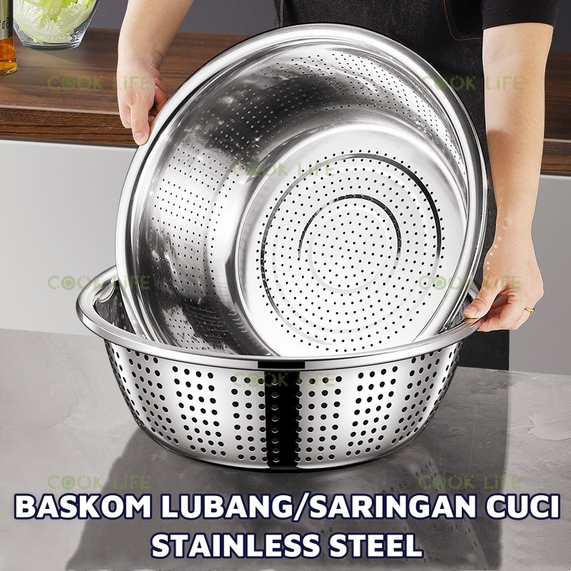 Waskom Baskom Lubang Kecil Baskom Premium Baskom Stainless Steel Tebal Waskom Stainless Serbaguna