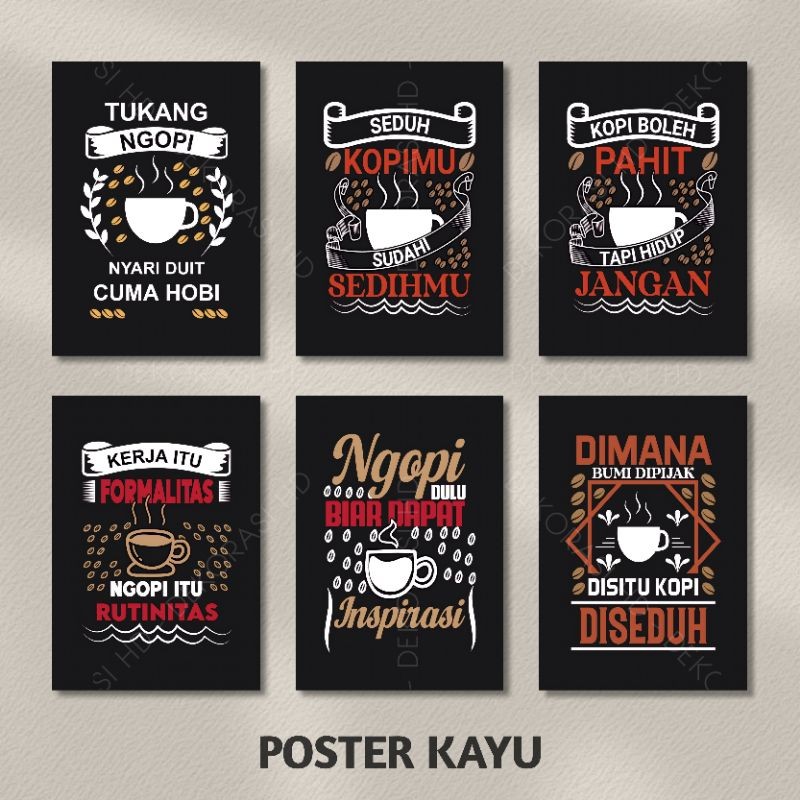 Hiasan Dinding Cofee Time Poster Kayu tema Kopi Quotes Coffe Poster Kayu Dekorasi Hd
