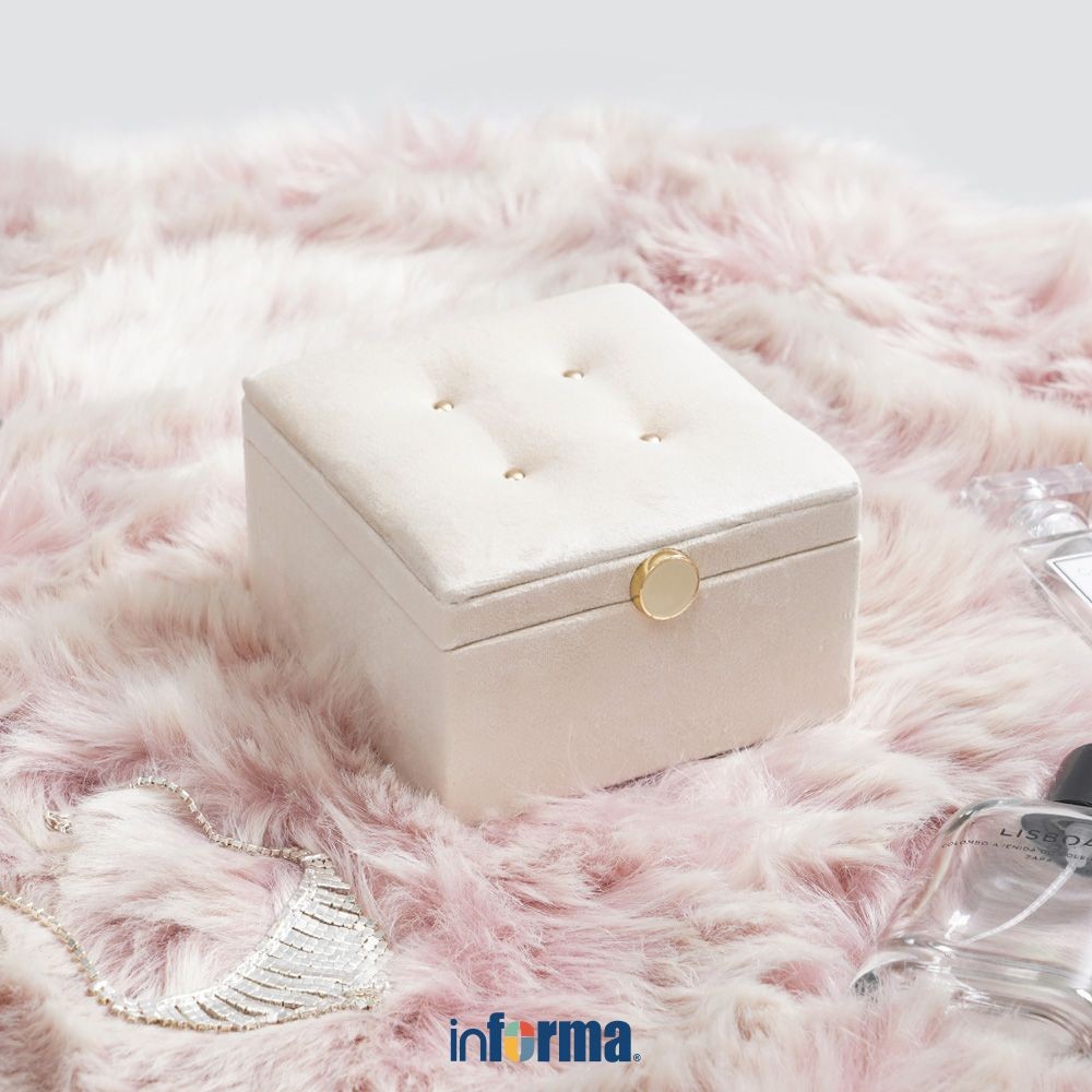 Informa 12x12.3x7.6 cm Camilla Kotak Perhiasan - Krem Beige Wadah Simpan Aksesoris Tempat Anting Kal