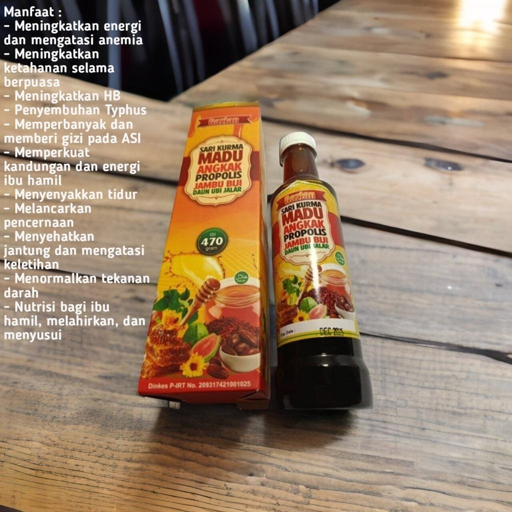 

Sari Kurma Madu Angkak Gazlan Plus Propolis Jambu Biji dan Daun Ubi Jalar