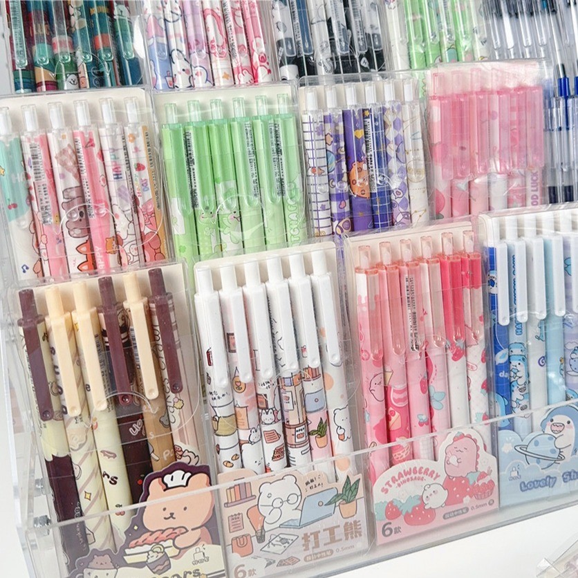 

6pcs Pulpen Pena Pen Lucu Pulpen Aesthetic Bolpoin Pulpen Gel Pena Standar Pink School Stuff Bulpen Alat Tulis Stationery Korea barang aesthetic