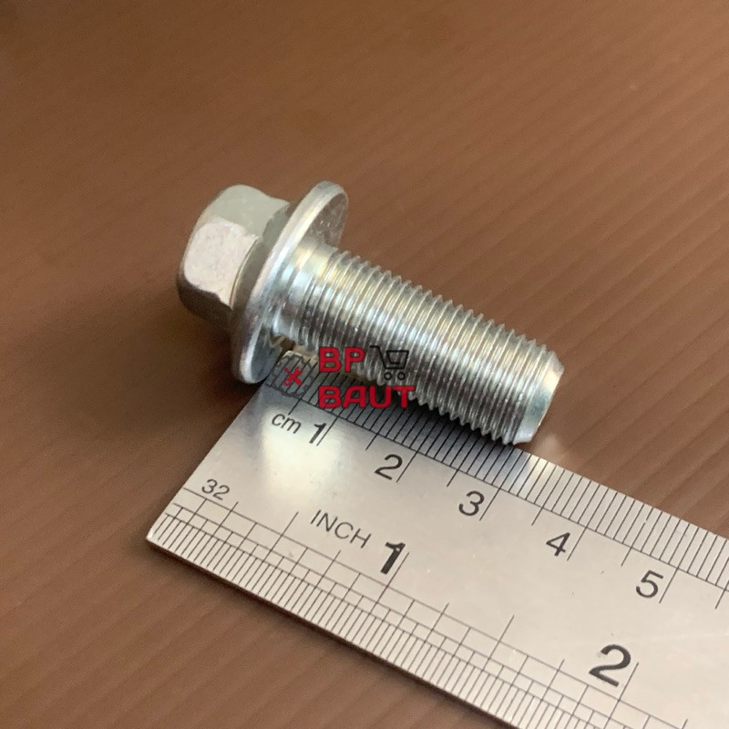 BAUT TOPI/FLANGE BOLT M 12x30 KUNCI 14 RING PATEN ORIGINAL MOBIL/BAUT TOPI  KUNCI 14 PANJANG 3 CM/BA