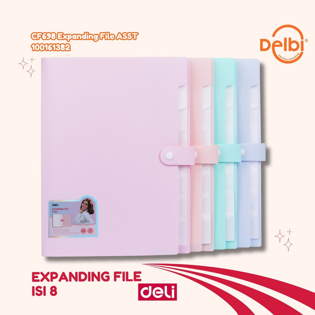 

[DELI X AGNEZ MO] Deli Expanding File / Tas Dokumen / Map Harmonika A4 8 Slot CF698" CF698 Expanding File ASST. x