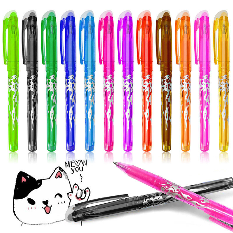 

8/12Pcs Erasable Gel Pen Multi-color 0.5mm Kawaii Pens Student Writing Creative Drawing Tools Office School Supply Stationery