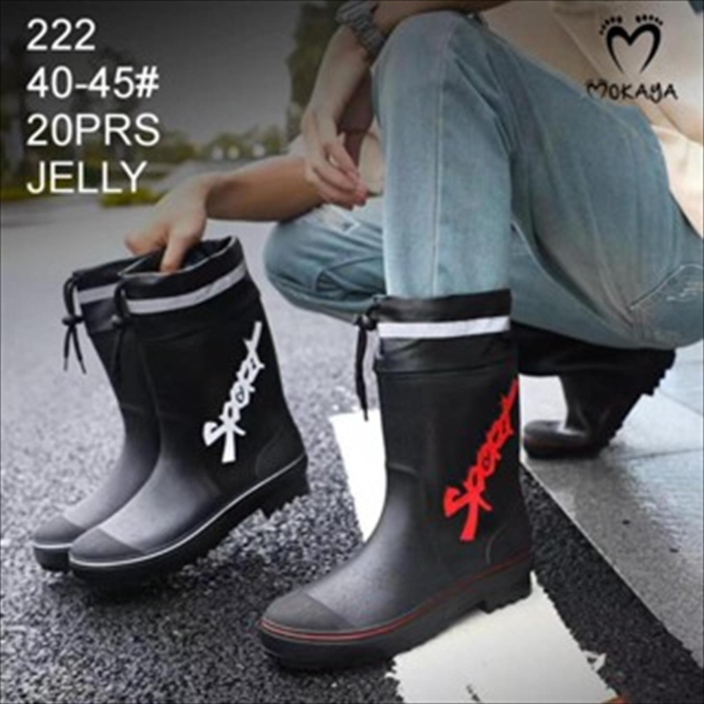 Discount Sepatu Boots / Boot Tinggi List Tali Sport Unisex Pria Wanita Anti Slip Anti Banjir