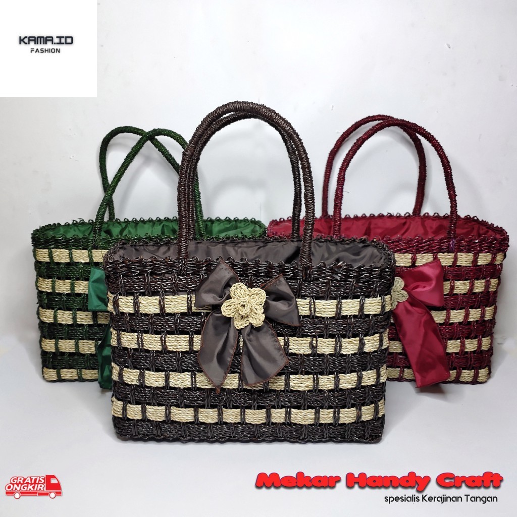 Anyaman Terkini / Tas Anyaman Wanita Jinjing Pandan Lilit Mamamia
