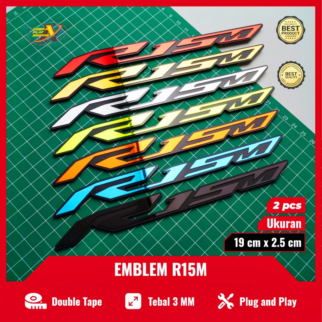 EMBLEM R15M LOGO R15 BUKAN STIKER R15M AKSESOSRIS R15M EMBLEM YAMAHA R15M VARIASI YAMAHA R15