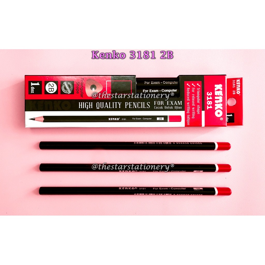 (1 Pak/12 Biji) GROSIR Pensil Kenko 3181 2B Triangle / Pencil Kenko 3181 Triangular (1 Pak/12 Biji)