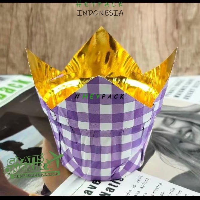 Cup Paper Tulip Gold Metalic Kertas Cupcake Bolu Kukus Tulip Cup Case Baking Paper Cup Muffin