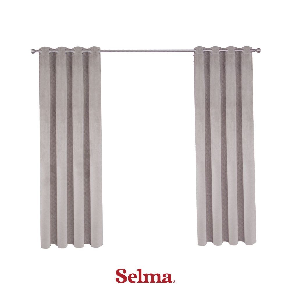 Selma Zoe Gorden Velvet 140x200 cm Set 2 pcs - Krem Beige Curtain Tirai Horden Hordeng Korden