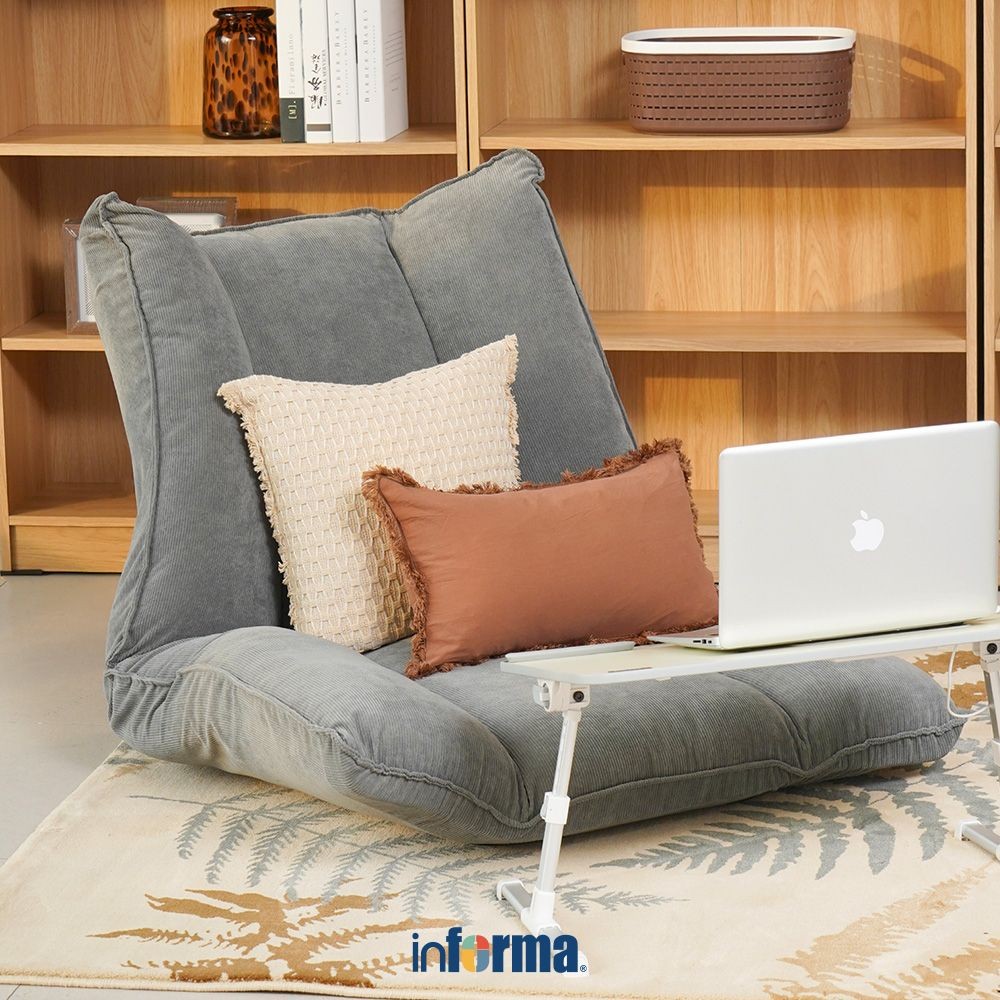 Informa Haven Kursi Lipat Fabric - Abu-Abu Floor Folding Chair Tempat Duduk Santai Kursi Lantai Reba