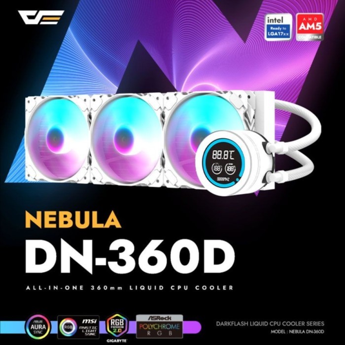 DarkFlash NEBULA DN360D DIGITAL / DN 360D DIGITAL ARGB 360mm AIO Liquid Cooler - White