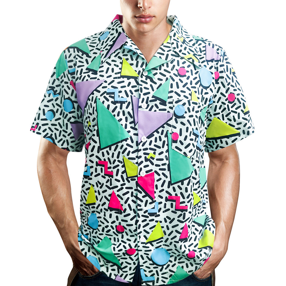80's Men's Shirts 90's Button up Shirts Vintage Hawaiian Beach Shirts Disco Shirts 80s 90s Theme Par