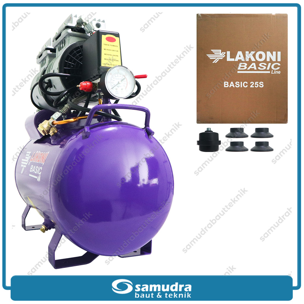 LAKONI BASIC-25S Mesin Kompresor Udara Oilless 3/4 HP 24 Liter Silent