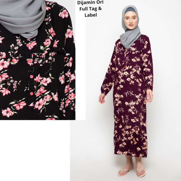 ✨READY✨ -St.Yves Daster Muslim Tiny Calendula/Daster Menyusui/Baju Menyusui - XL, Maroon