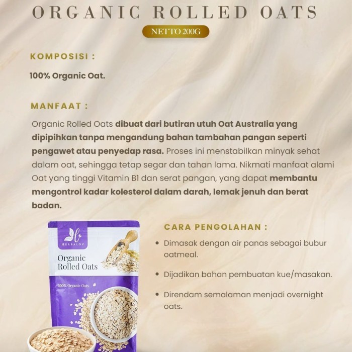 

ORGANIC ROLLED OATS By Herbalov - Suplemen Diet - DBH