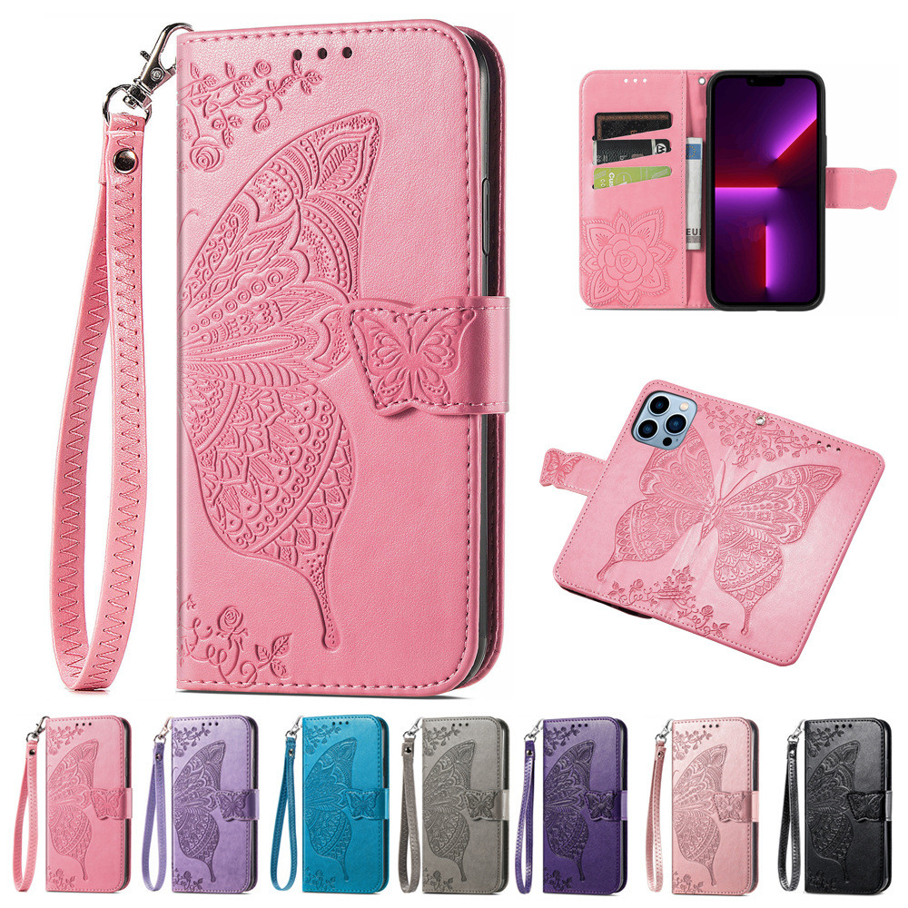 Handbag Wallet Case For ViVO X100 Pro X90 X90S X80 Lite X70 X60 Butterfly Pattern Leather Lanyard 3 