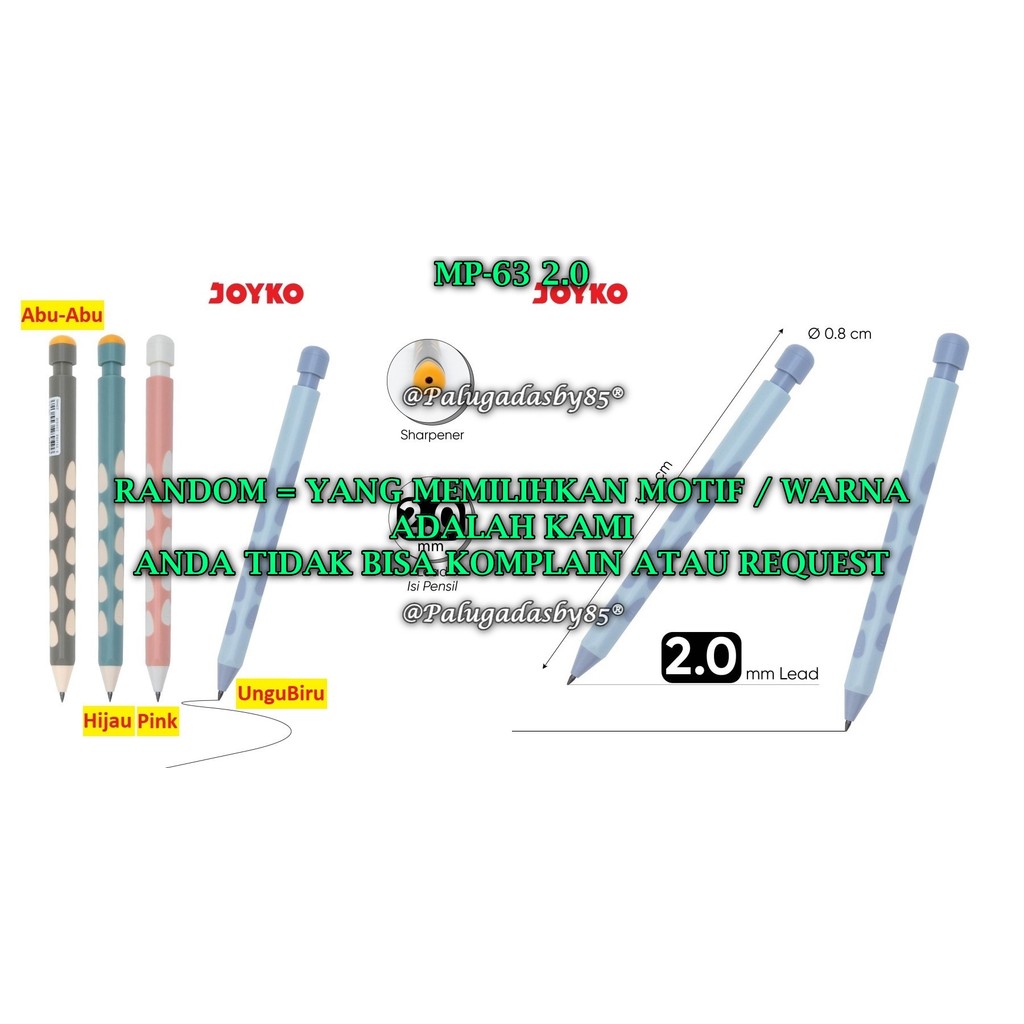 

(1 Biji) GROSIR Pensil Mekanik JOYKO MP-63 2.0 mm / Mechanical Pencil Joyko MP-63 2.0 mm (1 Biji)