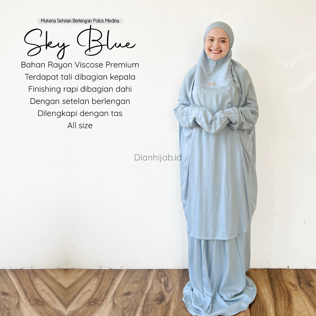 Bisa COD Mukena Polos Mukena Terusan Mukena Setelan Dewasa Berlengan Medina Polos   Adem Nyaman Baha