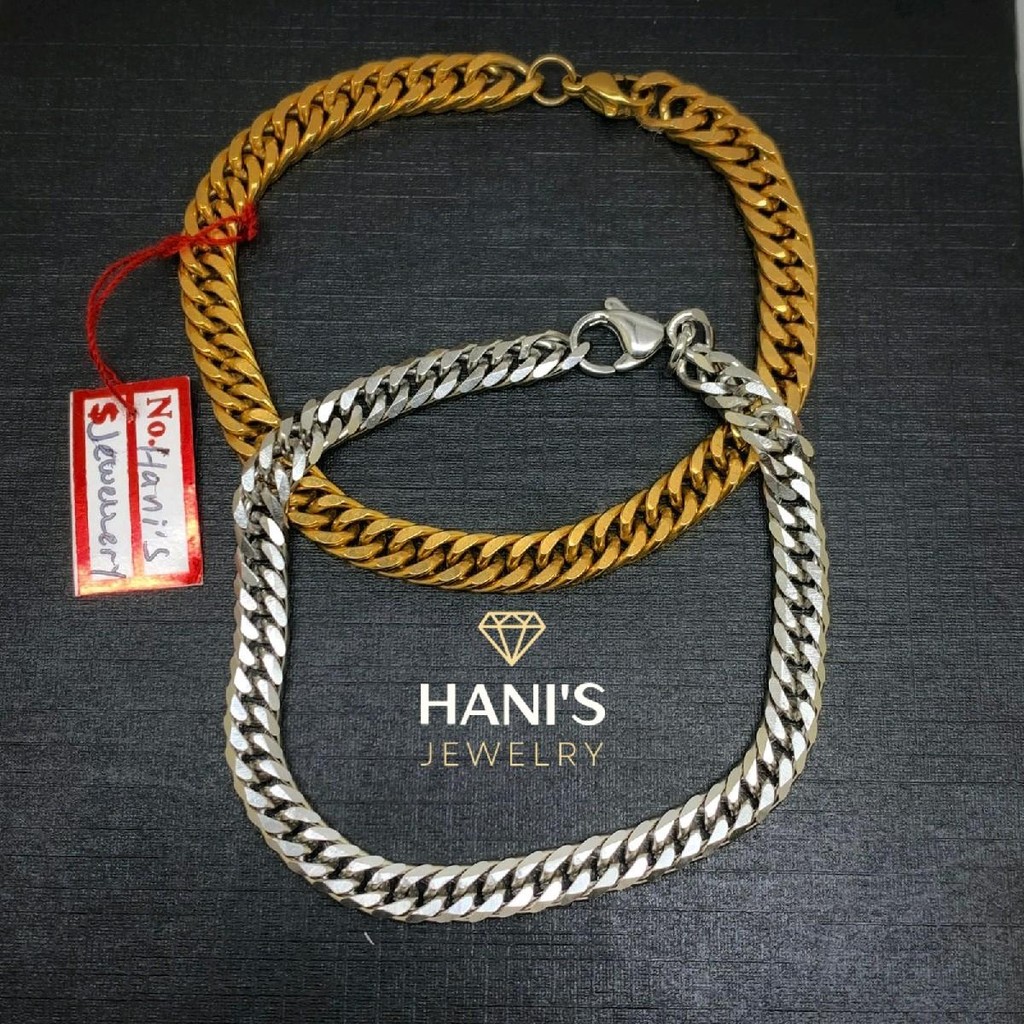 Gelang Rantai Titanium Pria Wanita Lebar 5 mm Bracelets