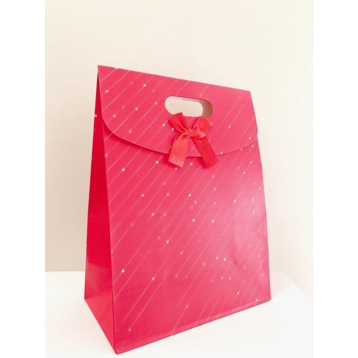 

Paper bag premium red polkaline gold L