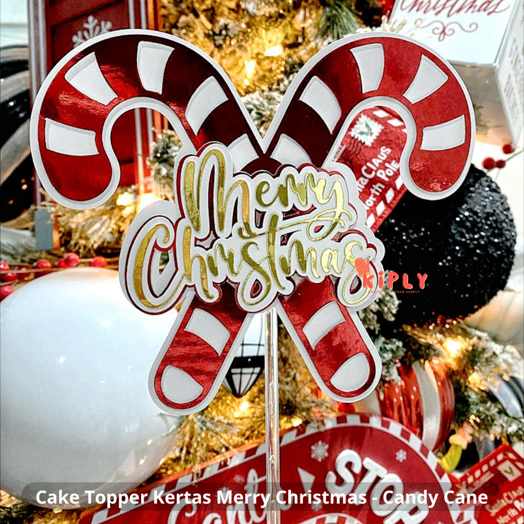 

Cake Topper Kertas Merry Christmas - Candy Cane
