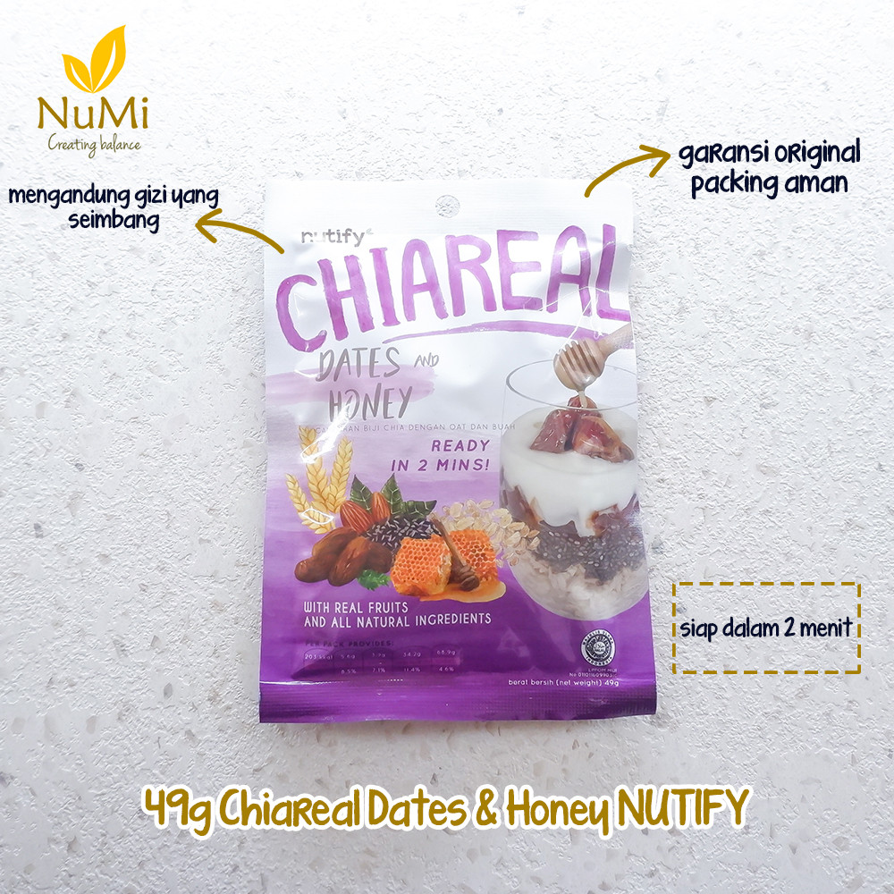 

DATES HONEY CHIAREAL Overnight Oats Sereal Biji Chia Oat Buah NUTIFY