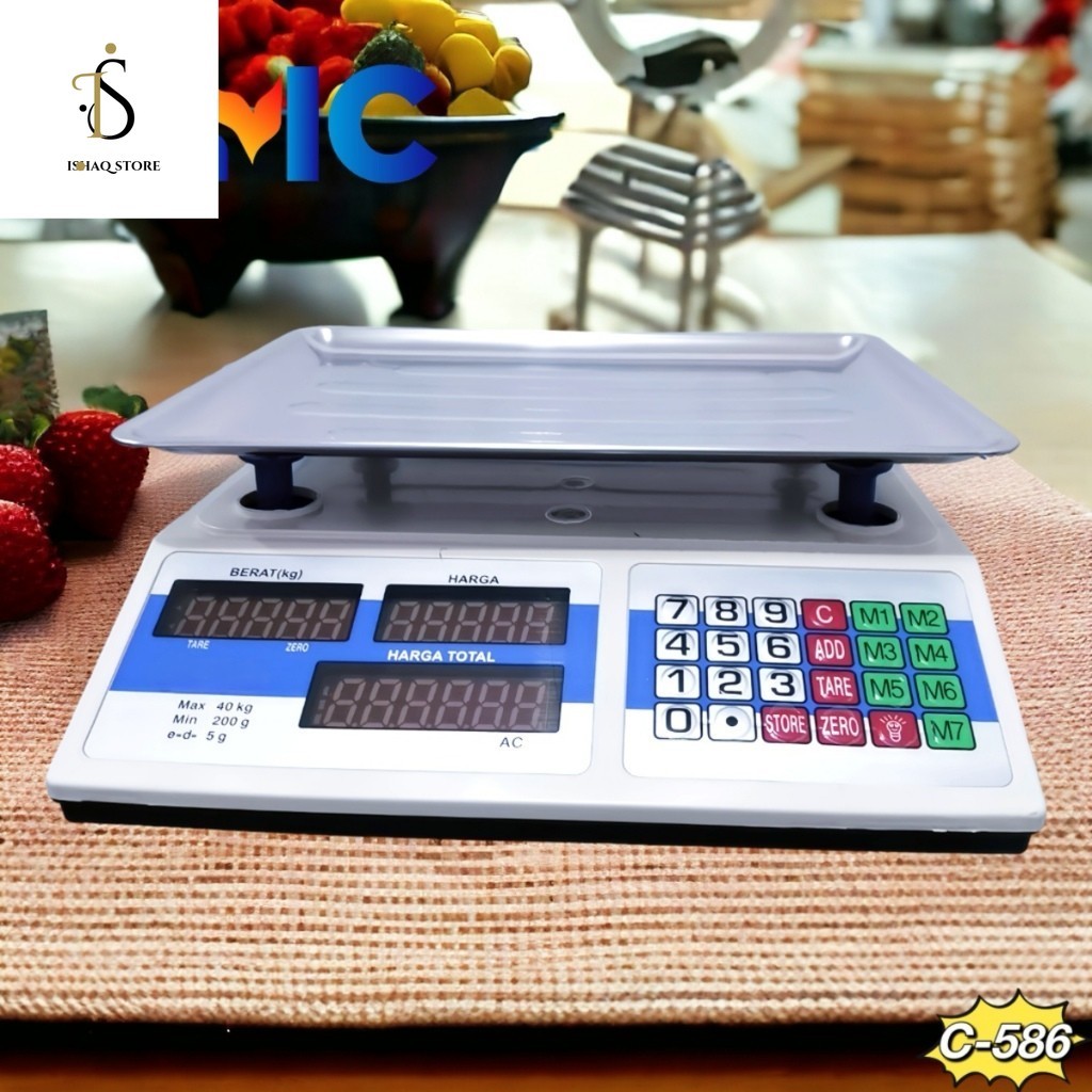 Is) CMC[C-586]Timbangan Buah Digital 40kg Digital Computing Scale 40Kg Double Display