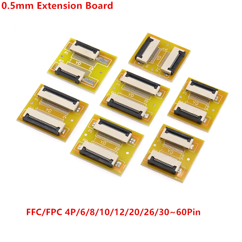 2Pcs FFC/FPC Flexible Cable Extension Board Adapter 0.5MM Pitch 4P/8/10/12/14/16/20/24/30/40/50/60/6