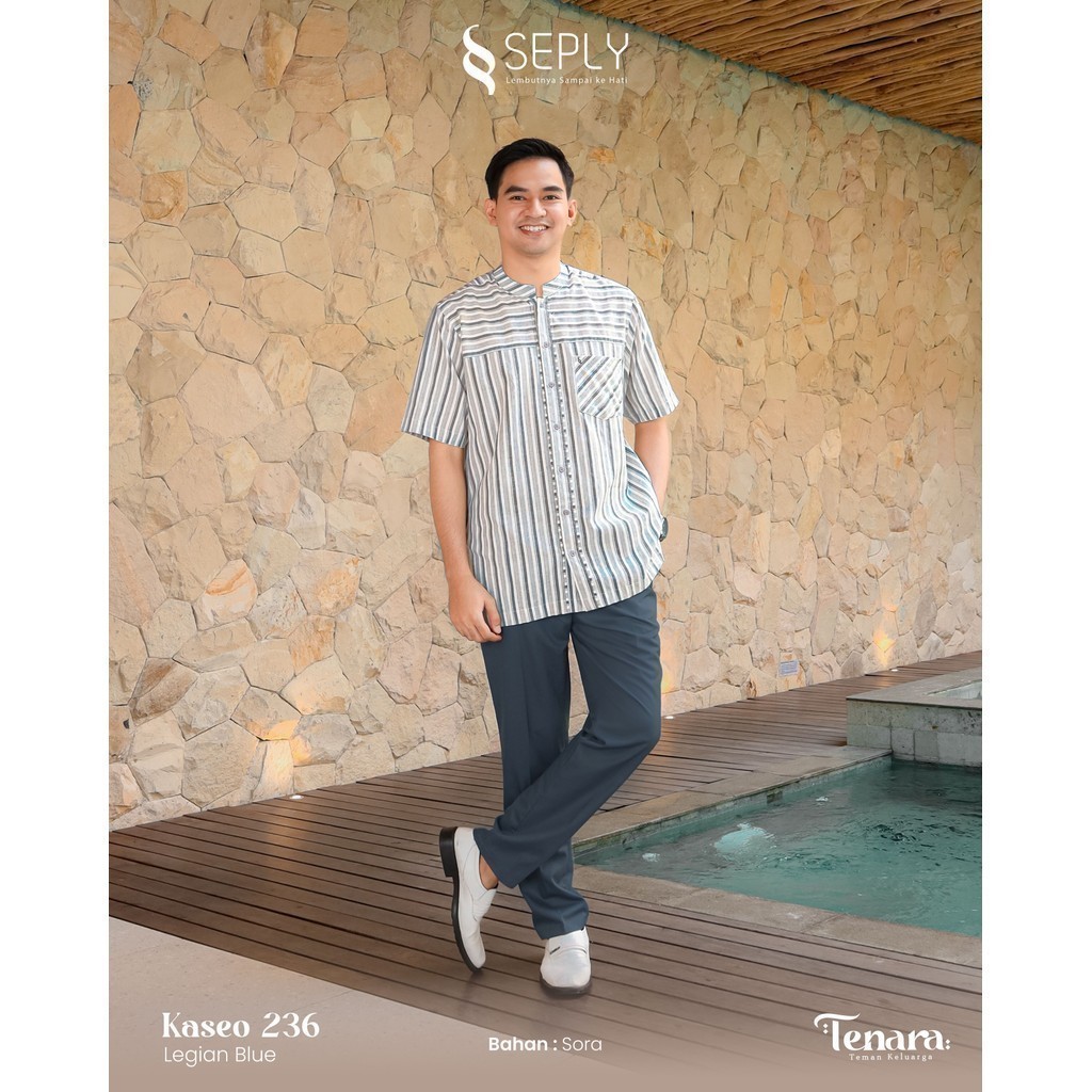 Koko Pria Strip Lengan Pendek Bahan Adem  Baju Muslim Pria Original Premium