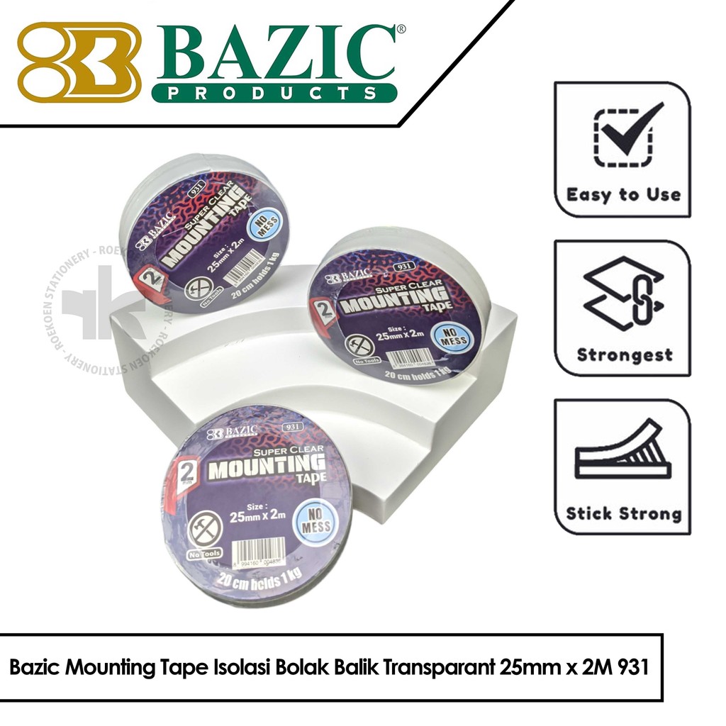 

Bazic Mounting Tape Isolasi Bolak Balik Transparant 25mm x 2M 931